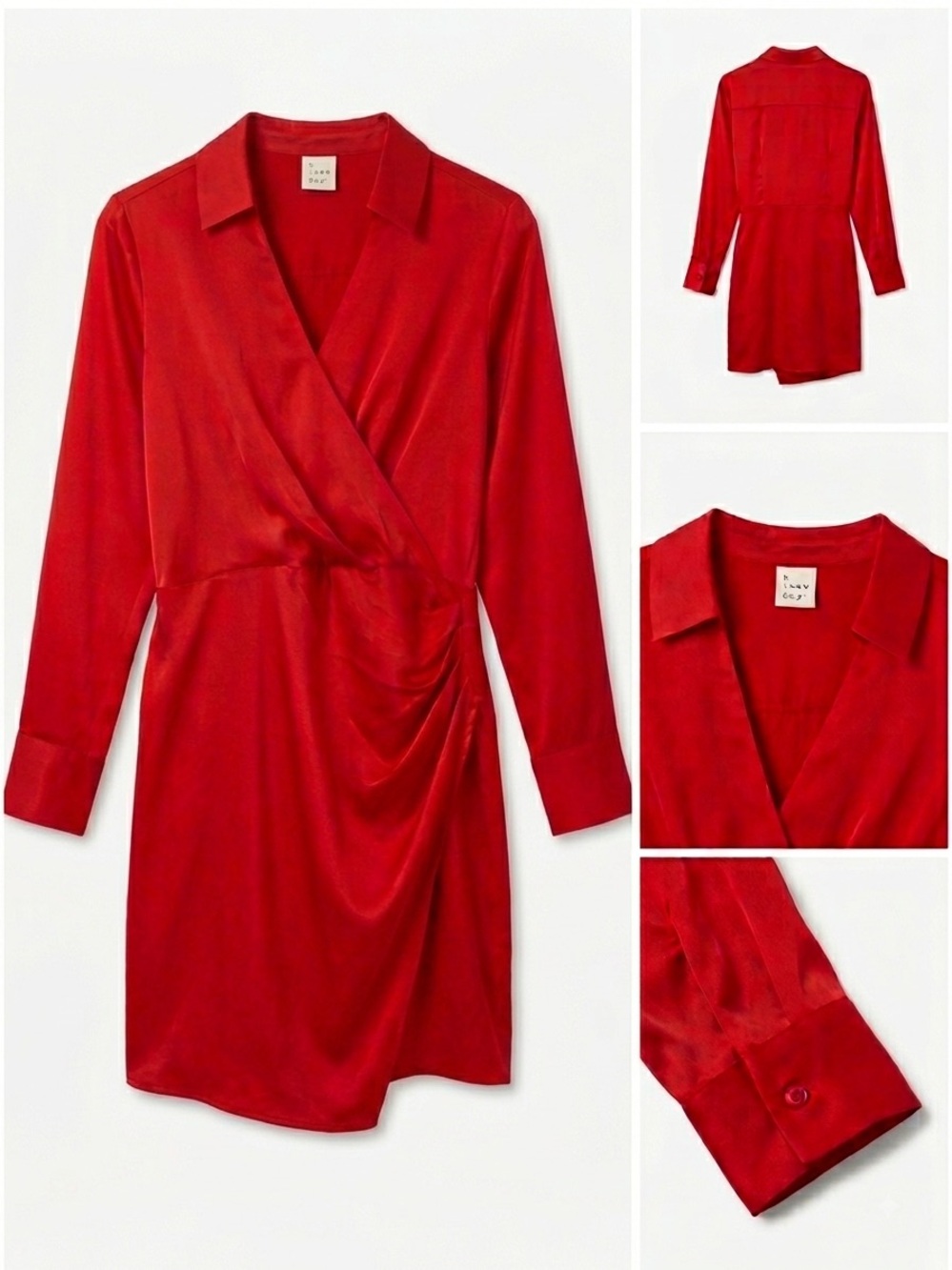 a new day Red Satin Wrap-Style Chemise Dress
